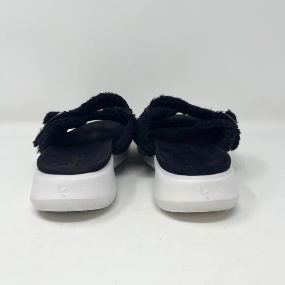 Koolaburra Black Pasea Faux Fur Slip-On Slide Sandals - Picture 3 of 9